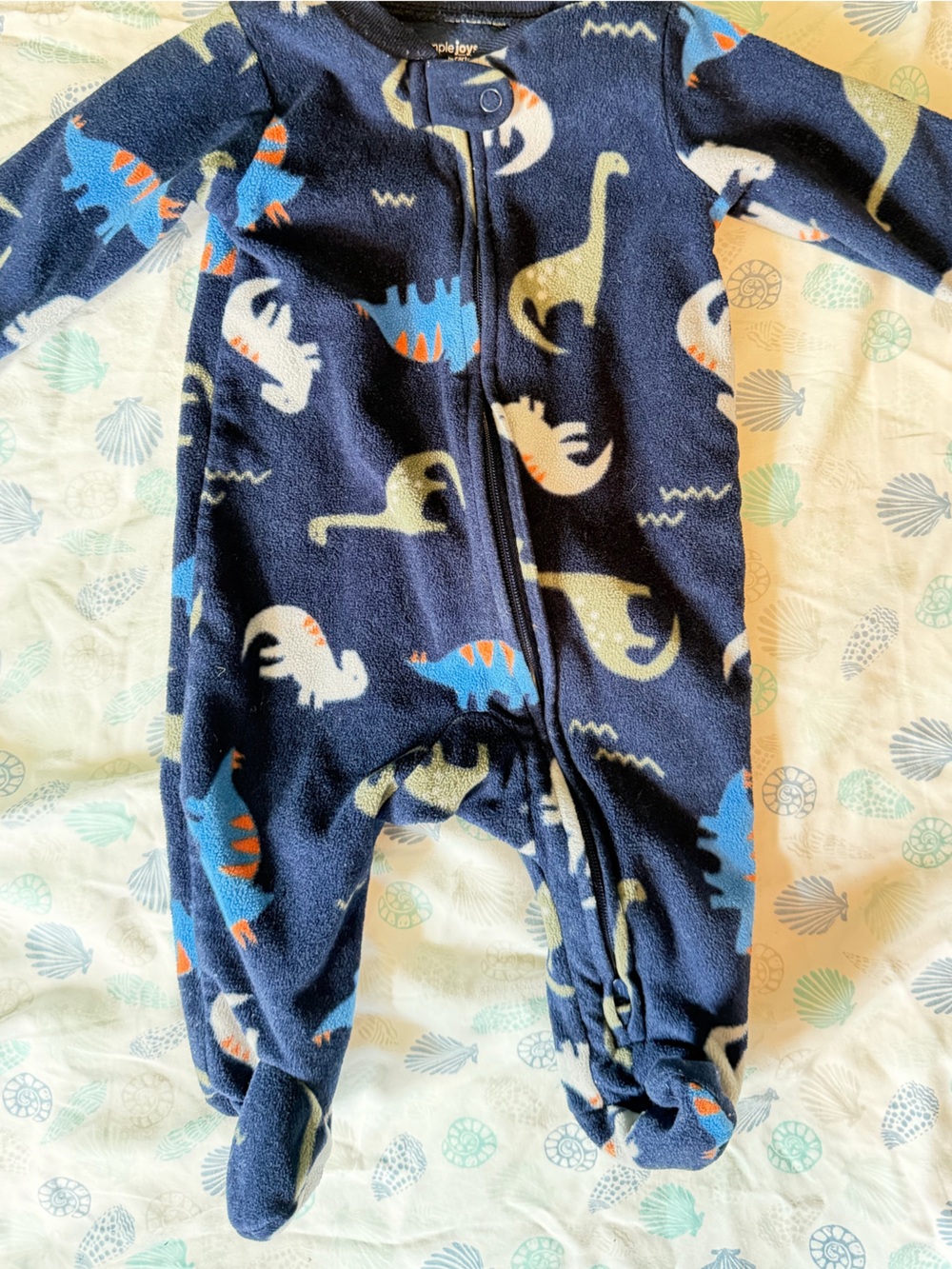Carter's Navy Blue Dino Fleece Pajamas - 3m